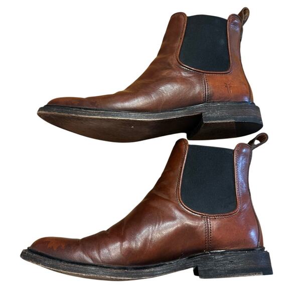 Frye Tyler Flex Chelsea Boots Cognac Leather Pull-On Men display picture 1